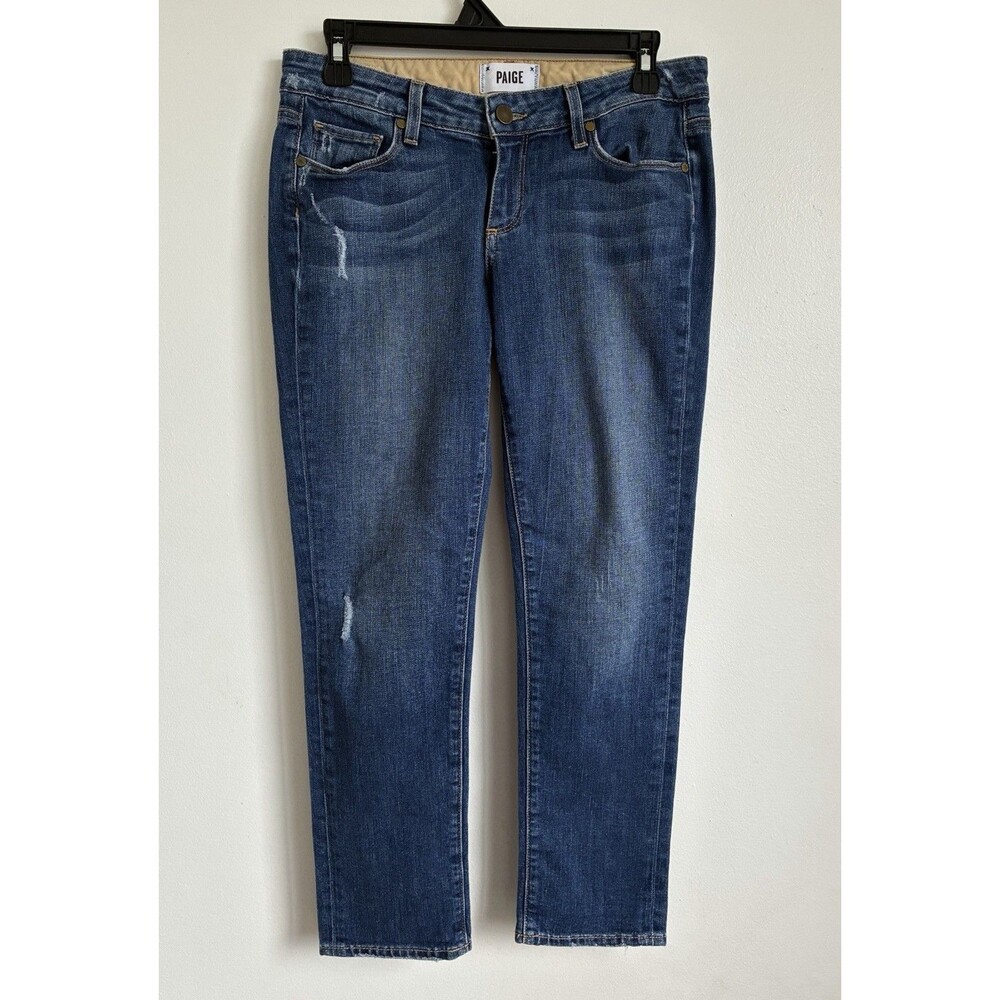 PAIGE Women’s Distressed Cropped Skinny Jeans Size 25 Blue Denim